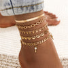 5 Pcs Gold Color Heart Anklet